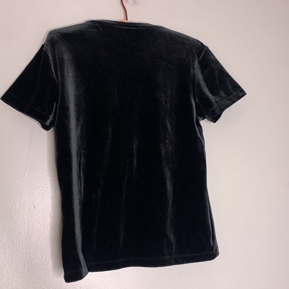 Vintage Warner Bros. tweety bird black velvet short sleeve V-neck T-shirt large - Picture 3 of 6